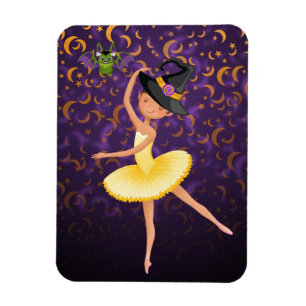 Cute Ballerina Halloween Bat en Moons Ballet Magneet