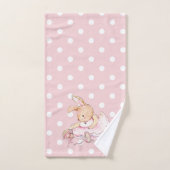 Cute Ballerina Lapin Lapin Rose Blanc Pois (Serviette à main)