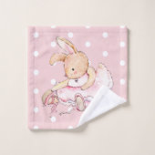 Cute Ballerina Lapin Lapin Rose Blanc Pois (Gant de toilette)