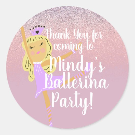 Cute Ballerina Party Doodle Classic Round Sticker (Voorkant)
