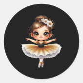 Cute Ballerina Ronde Sticker (Voorkant)