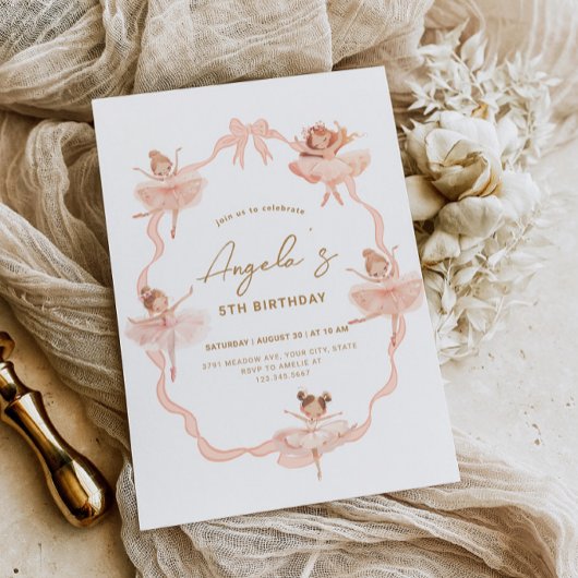 Cute Ballerinas Invitation Anniversaire