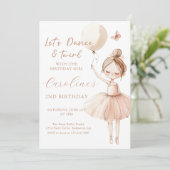 Cute Ballet Ballerina Invitation Anniversaire (Debout devant)
