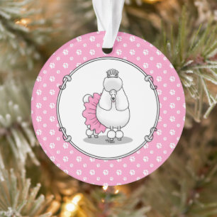 Cute Ballet Ballerina Princess Poodle Dog (wit) Ornament