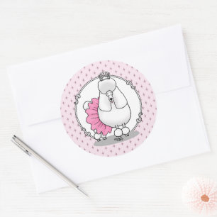Cute Ballet Ballerina Princess Poodle Dog (wit) Ronde Sticker
