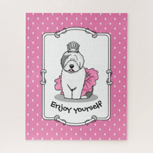 Cute Ballet Princess Old English Sheepdog Gray 1 Legpuzzel