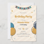 Cute Balloon 1er Invitation anniversaire (Devant)