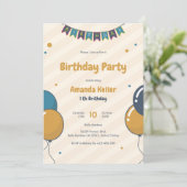 Cute Balloon 1er Invitation anniversaire (Debout devant)