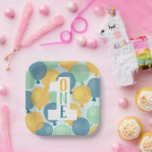 Cute Balloon First Birthday Paper Borden Papieren Bordje (Feest)