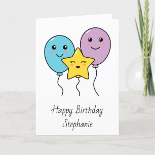 Cute Balloons, persoonlijke Happy Birthday-kaart Kaart