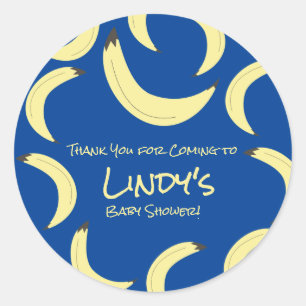Cute Banaan Bos Baby Shower Patroon Ronde Sticker