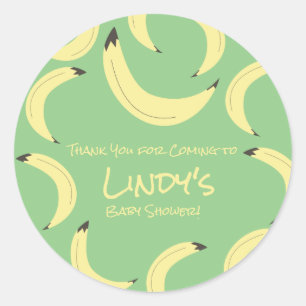 Cute Banaan Bos Baby Shower Patroon Ronde Sticker