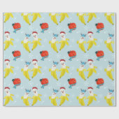 Cute Banana and Apple KerstPattern Cadeaupapier (Vlak)