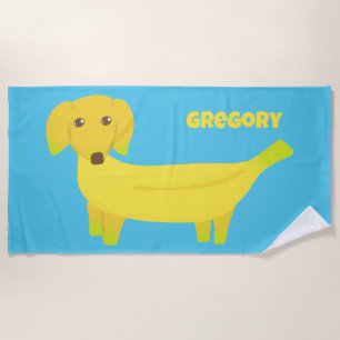 Cute Banana Dog Personalized Strandlaken