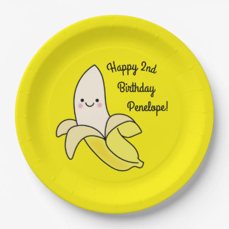 Cute Banana Kids Birthday Kawaii Papieren Bordje