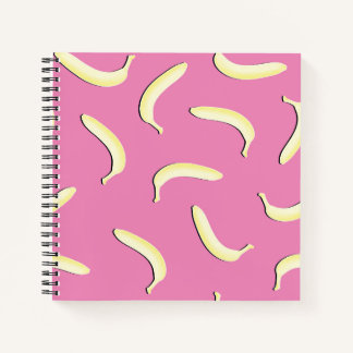 Cute Banana Pattern Spiral Notebook Pink Yellow Notitieboek