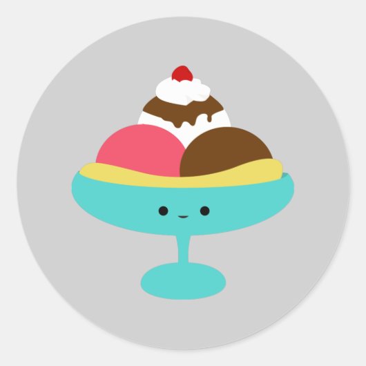 Cute Banana Split Ronde Sticker (Voorkant)