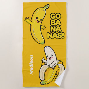 Cute Bananas nom personnalisé serviette de plage