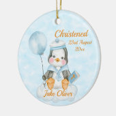 Cute Baptism Baby Boy Penguin Blue Keramisch Ornament (Links)