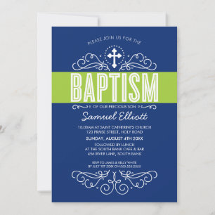 CUTE BAPTISM elegant zwaait vet blauw blauw blauw Kaart
