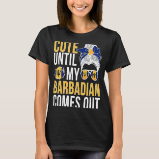 Cute Barbadian Girl Barbados Flag Barbadian Roots T-shirt