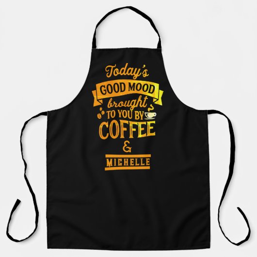 Cute Barista Coffee Apron - Personalized Cafe Schort (Voorkant)