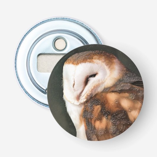 CUTE BARN OWL BUTTON FLESOPENER (Voorkant)