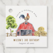 Cute Barn Rooster Boerderij Waterverf Kinderen Bir Bedankjes Labels (Voorkant)