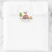 Cute Barn Rooster Boerderij Waterverf Kinderen Bir Vierkante Sticker (Tas)