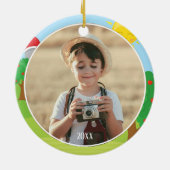 Cute Barnyard Animals, Farmer Fotokerstmis Keramisch Ornament (Achterkant)