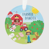 Cute Barnyard Animals, Farmer Girl Kerstmis Ornament (voorkant)