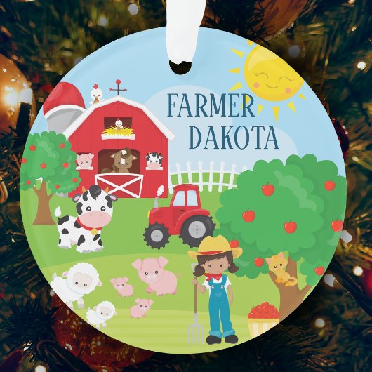 Cute Barnyard Animals, Farmer Girl Kerstmis Ornament