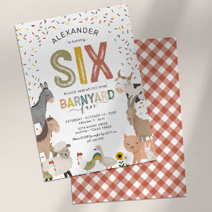 Cute Barnyard Boerderij 6th Birthday Invitation Kaart