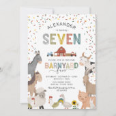 Cute Barnyard Boerderij 7th Birthday Invitation Kaart (Voorkant)