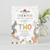 Cute Barnyard Farm 2e verjaardagsuitnodiging Kaart (Staand voorkant)