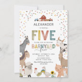 Cute Barnyard Farm 5e anniversaire Invitation (Devant)