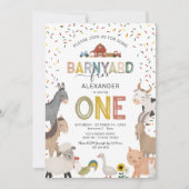 Cute Barnyard Farm First Birthday Invitation (Devant)