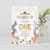 Cute Barnyard Farm First Birthday Invitation (Debout devant)