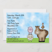 Cute Barnyard ferme animal bébé douche Invitations (Dos)