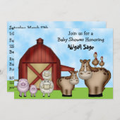 Cute Barnyard ferme animal bébé douche Invitations (Devant / Derrière)
