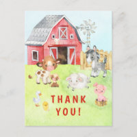 Cute Barnyard Friends Baby shower Hartelijk dank