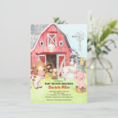 Cute Barnyard Friends Baby shower Invitation (Debout devant)