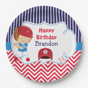 Cute Baseball Blonde Hair Boy Birthday Party Papieren Bordje