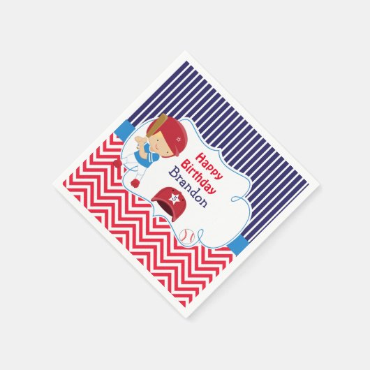 Cute Baseball Blonde Hair Boy Birthday Party Servet (Hoek)