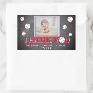 Cute Baseball Chalkboard Birthday Dank je wel Rechthoekige Sticker