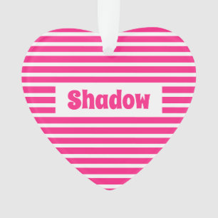Cute Basic Hot Pink Stripes Nom personnalisé Heart