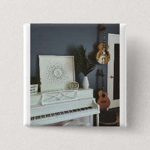 Cute Bass Guitar Vierkante Button 5,1 Cm