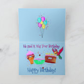 Cute Basset Hound & Bird sur drôle carte d'anniver (Intérieur)