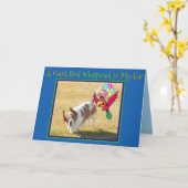 Cute Basset Hound & Bird sur drôle carte d'anniver (Fleur jaune)