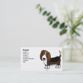 Cute Basset Hound Cartoon - Bruin wit en zwart Visitekaartje (Staand voorkant)
